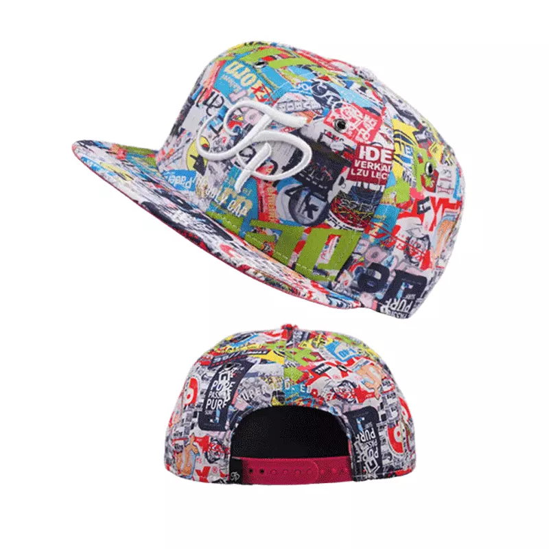 Printed Embroidered Flat Cap