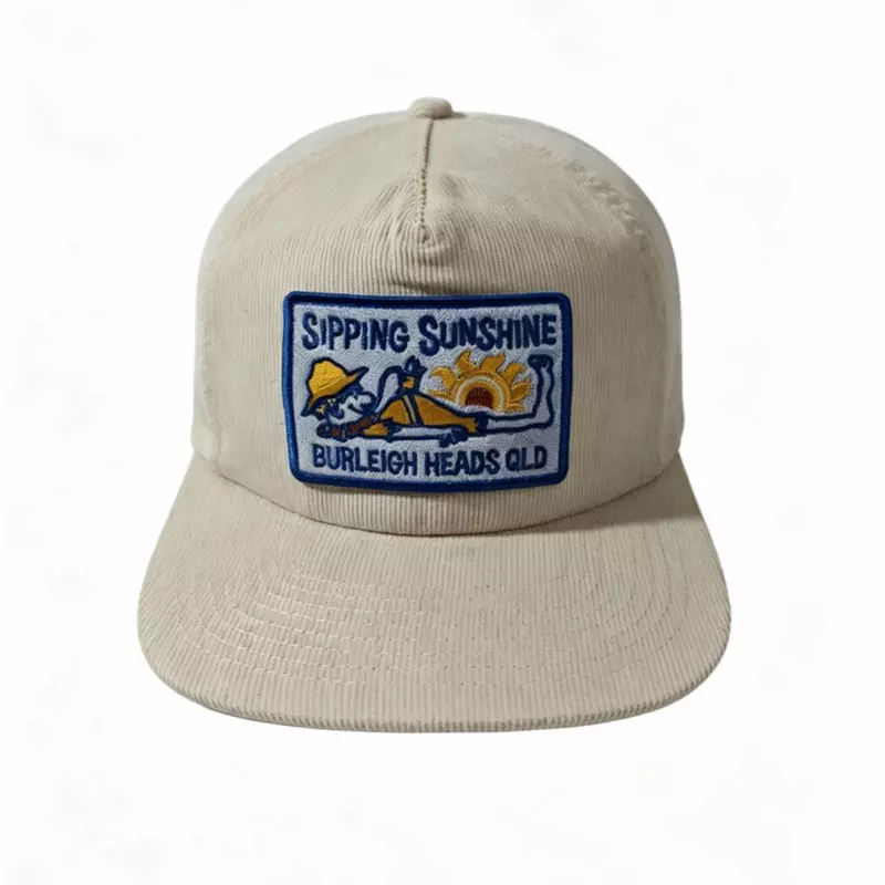Flat brim soft crown 5-panel cap